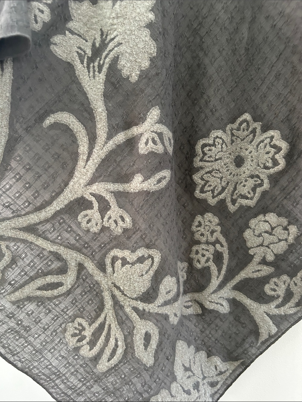 Pure Jill Gray Floral Embroidered Scarf Lightweight Drape Summer Evening Wrap - Picture 7 of 11